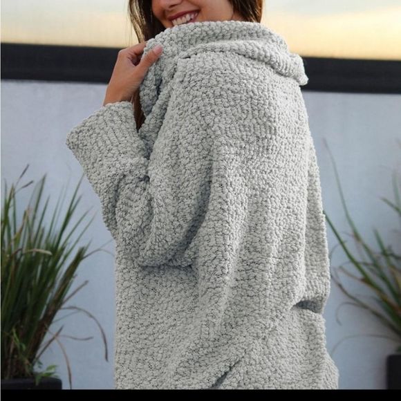 LAST ONE Gray Off Shoulder Comfy Sweater SMALL - Picture 10 of 10